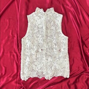 H&M White Lace Sleeveless Blouse